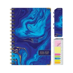 2024-2025 Global Printed Products Blue Marble 5.5" x 8" Academic Weekly & Monthly Planner, Paper Cover, Blue/Gold (AY24-07-S)