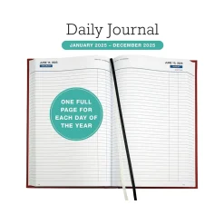 2025 Global Printed Products 8" x 12.5" Daily Planner, Cardboard Cover, Red (SPLS-SDCY25-RD)