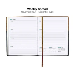 2025 Global Printed Products 8" x 10" Weekly & Monthly Planner, Faux Leather Cover, Black/Brown (SPLS25-BRN810)