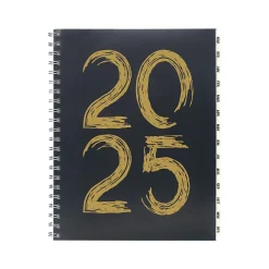 2025 Global Printed Products 8.5" x 11" Weekly & Monthly Planner, Plastic Cover, Black/Gold (SPLS25-8511-F)