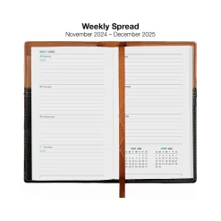 2025 Global Printed Products 3.5" x 6" Weekly & Monthly Planner, Faux Leather Cover, Black/Brown (SPLS25-BRN36-P)
