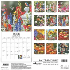 2025 Hopper Studios Feathered Friends Amis a Plumes 12" x 12" Monthly Wall Calendar (9781773728223)