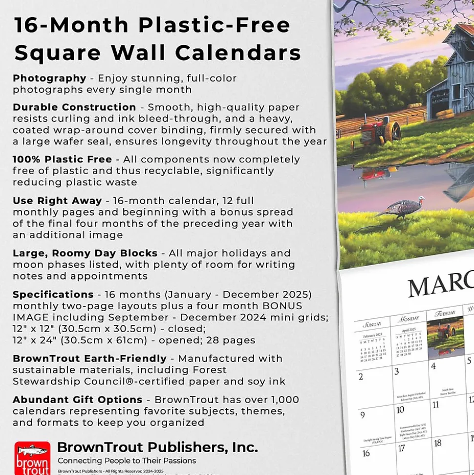 2025 Hopper Studios Vintage Country 12" x 12" Monthly Wall Calendar (9781773728186)