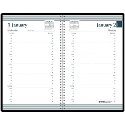 2025 House of Doolittle 5" x 8" Daily Appointment Book, Faux Leather Cover, Black (28802-25)