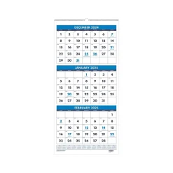 2025 House of Doolittle 8" x 17" Three-Month Wall Calendar, White/Blue (3646-25)