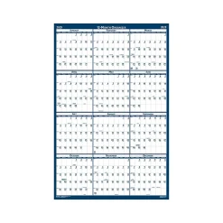 2025 House of Doolittle 24" x 18" Yearly Wet-Erase Wall Calendar, Reversible, White/Blue (3960-25)