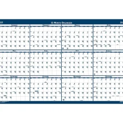 2025 House of Doolittle 37" x 24" Yearly Wet-Erase Wall Calendar, Reversible, White/Blue (396-25)