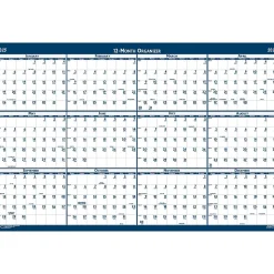 2025 House of Doolittle 66" x 33" Yearly Wet-Erase Wall Calendar, Reversible, White/Blue (3962-25)