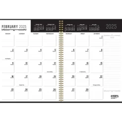 2025 House of Doolittle Deco Days 8.5" x 11" Monthly Calendar Planner, Faux Leather Cover, Black/Gold (29102-25)