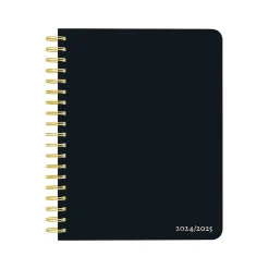 2024-2025 Plato 6" x 7.75" Academic & Calendar Weekly Planner, Paperboard Cover, Solid Black (9781975480349)
