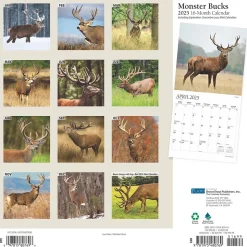 2025 Plato Monster Bucks 12" x 24" Monthly Square Wall Calendar, (9781975480769)