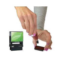 2000 Plus Green Line Pre-Inked Stamp, POSTED, Red Ink (035351)