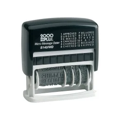 2000 Plus 12-in-1 Micro Date and Message Stamp, 12 Phrases, Black Ink (010072)