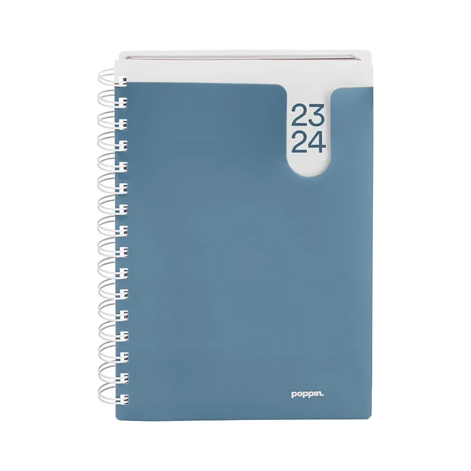 2023-2024 Poppin 6" x 8.5" Academic Weekly & Monthly Planner, Slate Blue (109413)