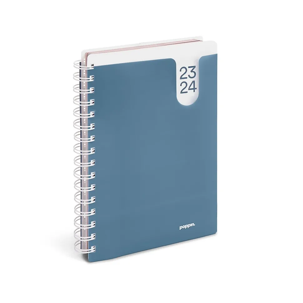 2023-2024 Poppin 6" x 8.5" Academic Weekly & Monthly Planner, Slate Blue (109413)