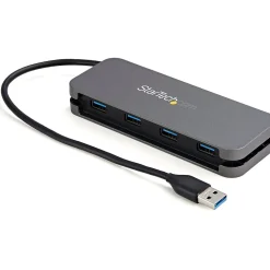 4 Port USB 3.0 Hub, 4x USB-A, 5Gbps Laptop/Desktop USB Type-A Hub, USB Bus Powered, 28cm Long Cable with Cable Management