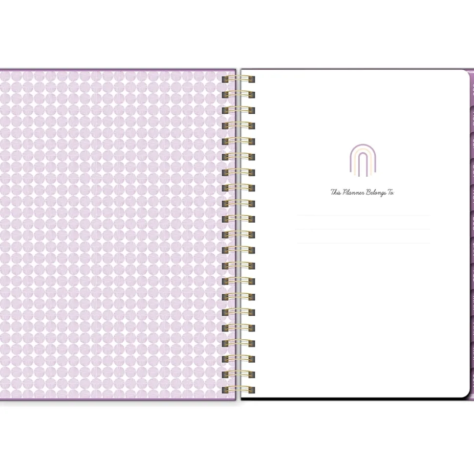2024-2025 Southworth Plum Geo 7" x 9.25" Academic Year Weekly & Monthly Planner, Hardsided Cover, Purple/White (91489)