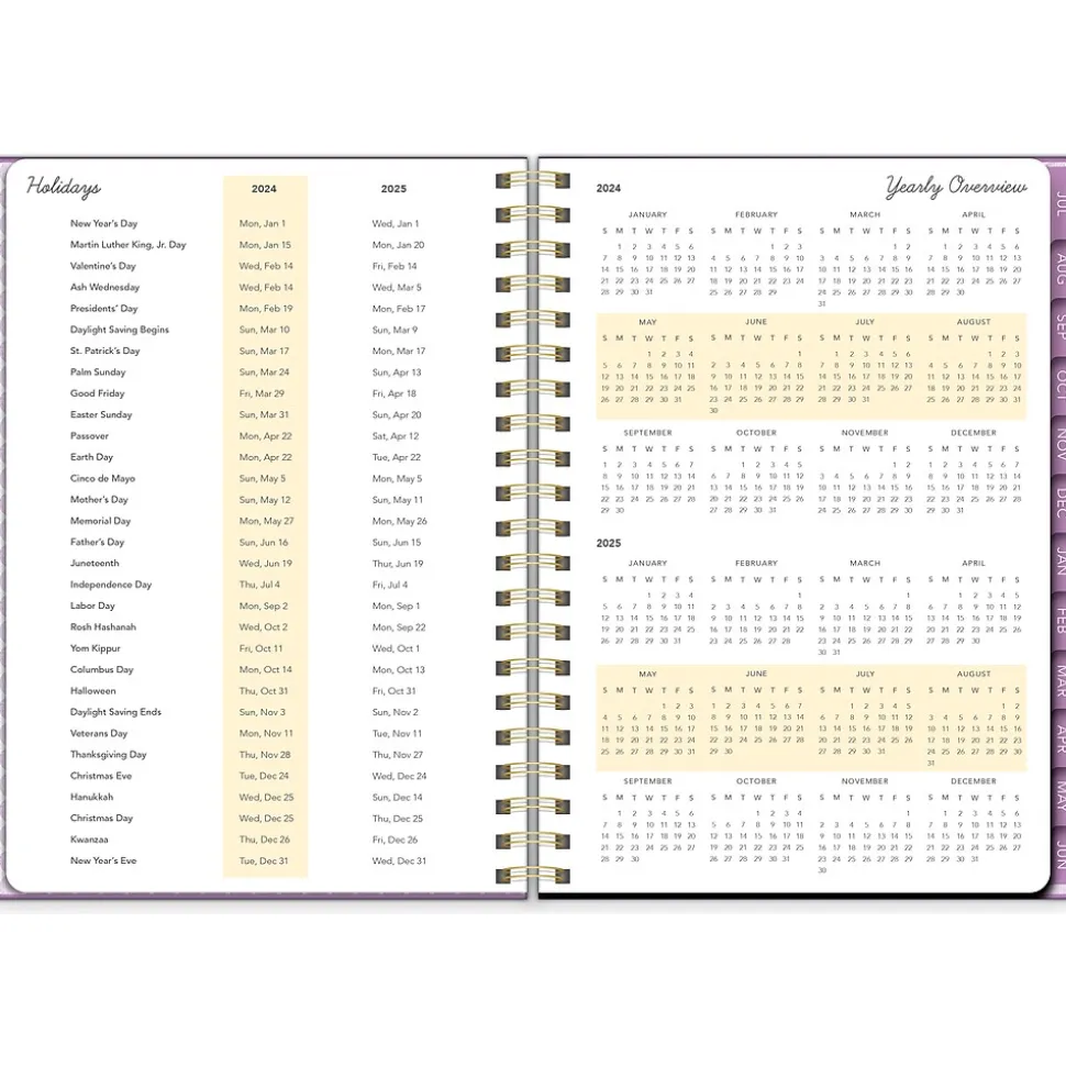 2024-2025 Southworth Plum Geo 7" x 9.25" Academic Year Weekly & Monthly Planner, Hardsided Cover, Purple/White (91489)
