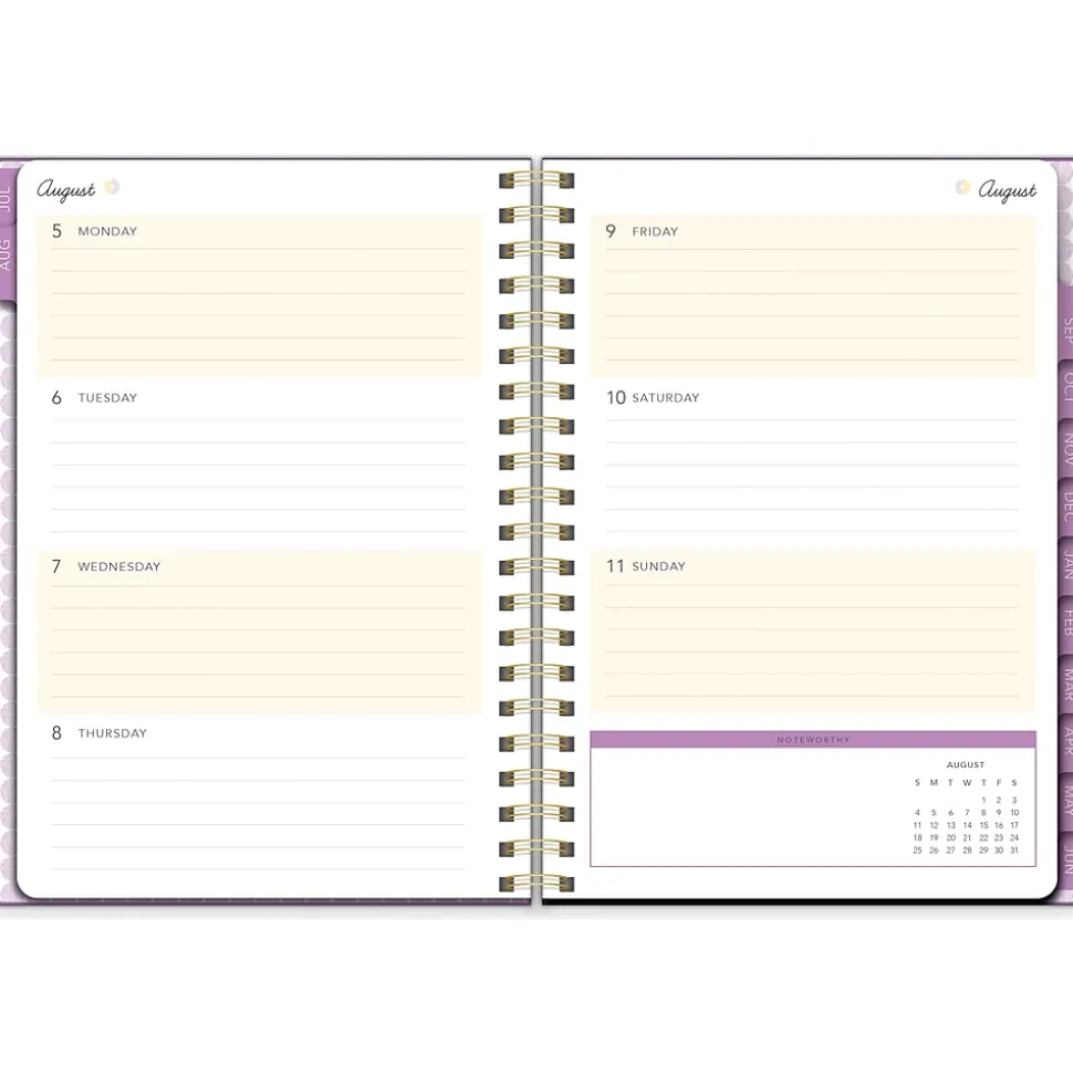 2024-2025 Southworth Plum Geo 7" x 9.25" Academic Year Weekly & Monthly Planner, Hardsided Cover, Purple/White (91489)