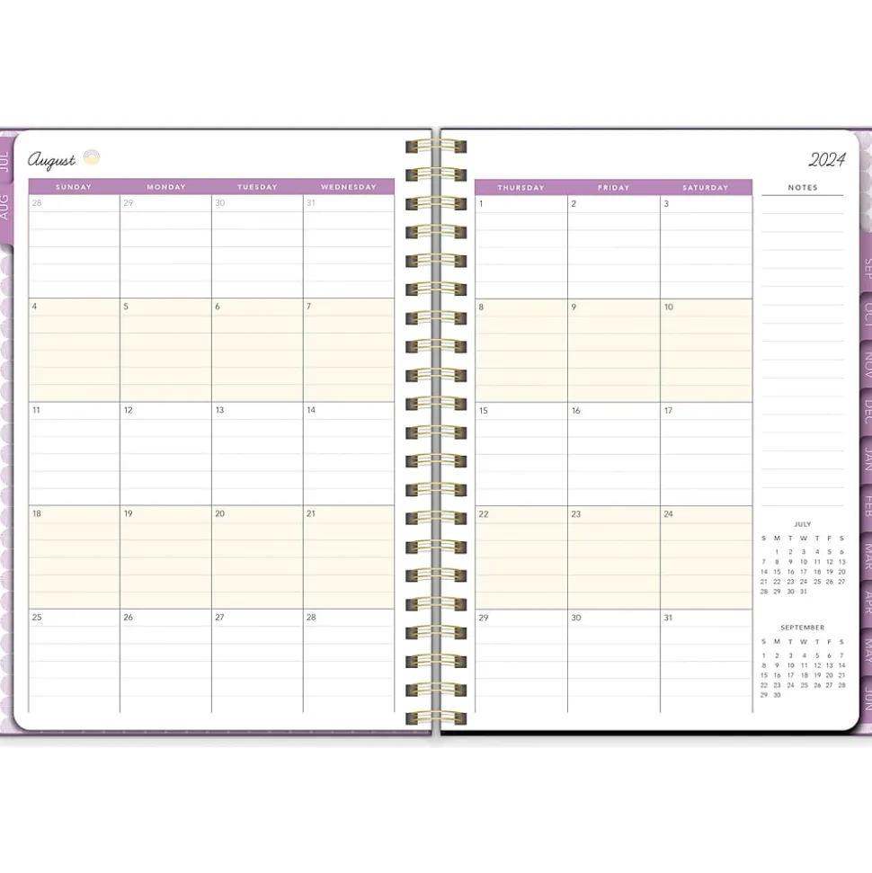 2024-2025 Southworth Plum Geo 7" x 9.25" Academic Year Weekly & Monthly Planner, Hardsided Cover, Purple/White (91489)