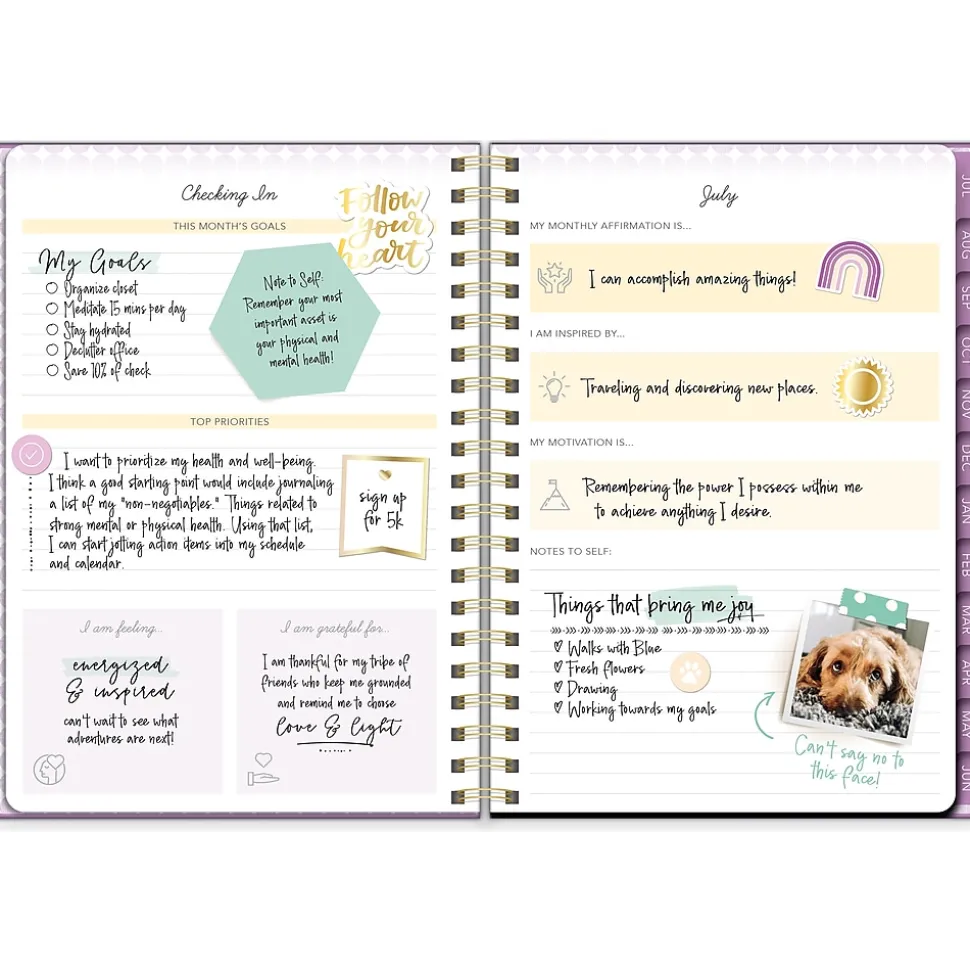 2024-2025 Southworth Plum Geo 7" x 9.25" Academic Year Weekly & Monthly Planner, Hardsided Cover, Purple/White (91489)