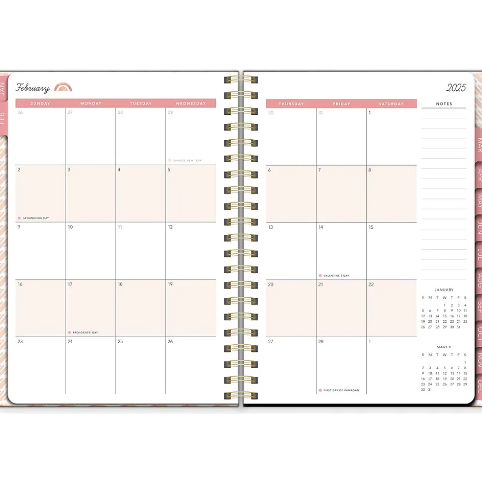 2025 Southworth Watercolor Sunset 7" x 9.25" Weekly & Monthly Planner, Hardcover, Multicolor (91087)