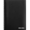 2024-2025 Staples 5" x 8" Academic Daily Appointment Book, Faux Leather Cover, Black (ST60364-23)