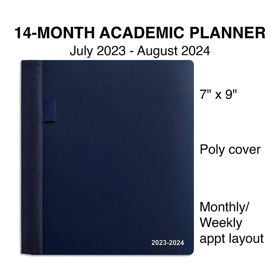 2023-2024 Staples 7" x 9" Academic Weekly & Monthly Appointment Book, Blue (ST60360-23)
