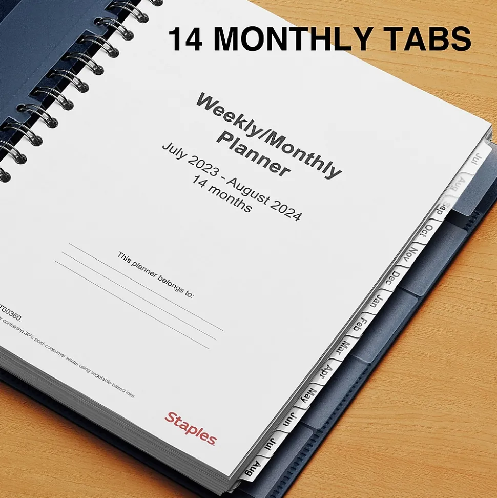 2023-2024 Staples 7" x 9" Academic Weekly & Monthly Appointment Book, Blue (ST60360-23)