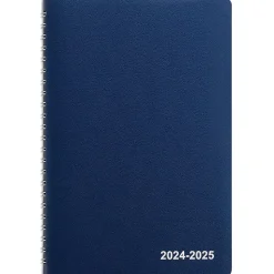 2024-2025 Staples 5" x 8" Academic Weekly & Monthly Planner, Faux Leather Cover, Navy (ST60362-23)