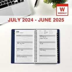 2024-2025 Staples 5" x 8" Academic Weekly & Monthly Planner, Faux Leather Cover, Navy (ST60362-23)