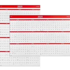 2025 Staples 36" x 24" Wall Calendar, Red (ST53903-25)