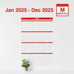 2025 Staples 24" x 36" Wall Calendar, Red/Black/White (ST53999-25)