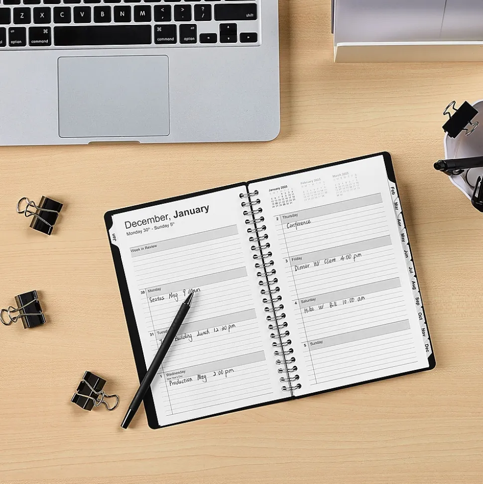 2025 Staples 5" x 8" Weekly & Monthly Planner, Plastic Cover, Black (ST21490-25)
