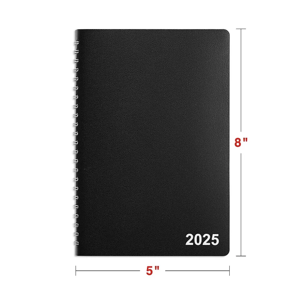 2025 Staples 5" x 8" Weekly & Monthly Appointment Book, Black (ST58454-25)