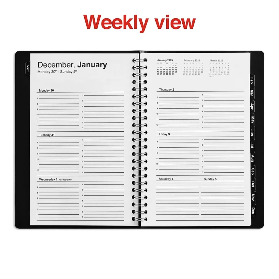 2025 Staples 5" x 8" Weekly & Monthly Appointment Book, Black (ST58454-25)