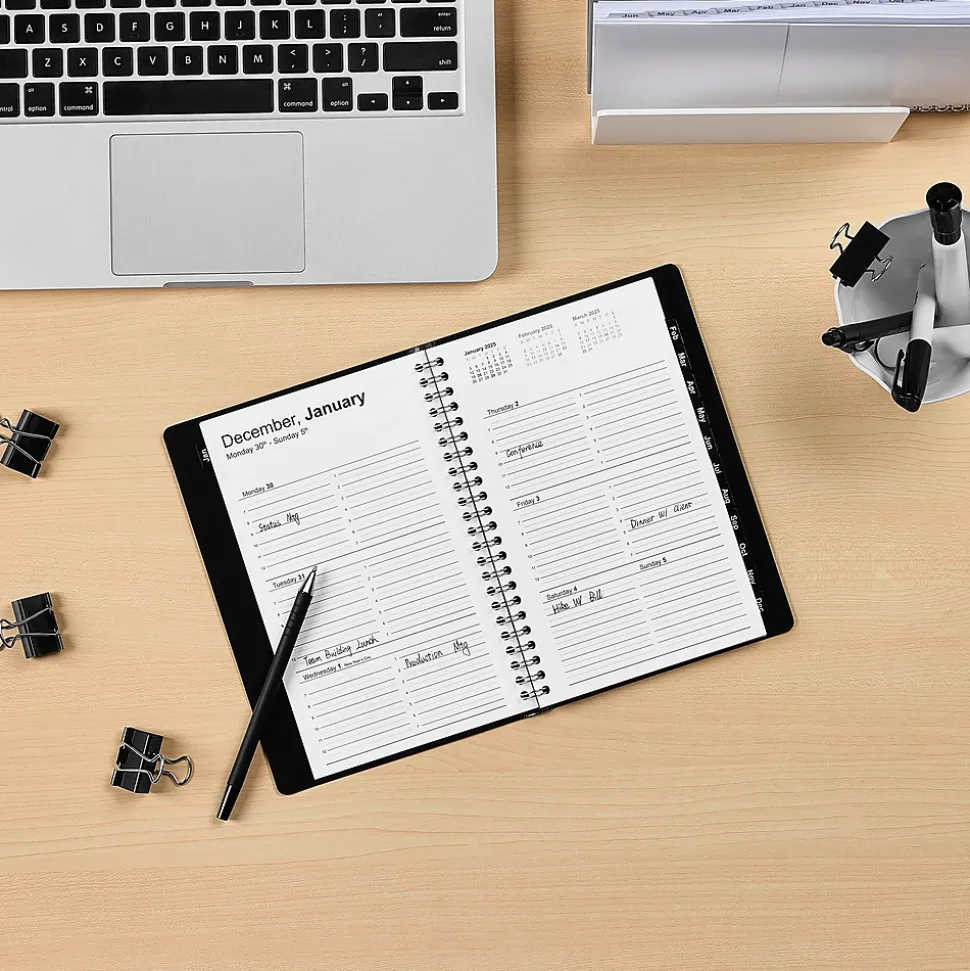 2025 Staples 5" x 8" Weekly & Monthly Appointment Book, Black (ST58454-25)
