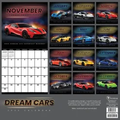 2025 TF Publishing 12" x 12" Dream Cars Wall Calendar (25-1008)