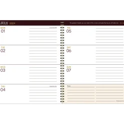 2024-2025 TF Publishing Bibliophile Series Merlot 8.5" x 11" Academic Weekly & Monthly Planner, Paperboard Cover, Red/Black