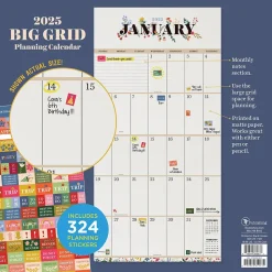 2025 TF Publishing Big Grid-Floral 12" x 12" Monthly Wall Calendar (25-1103)