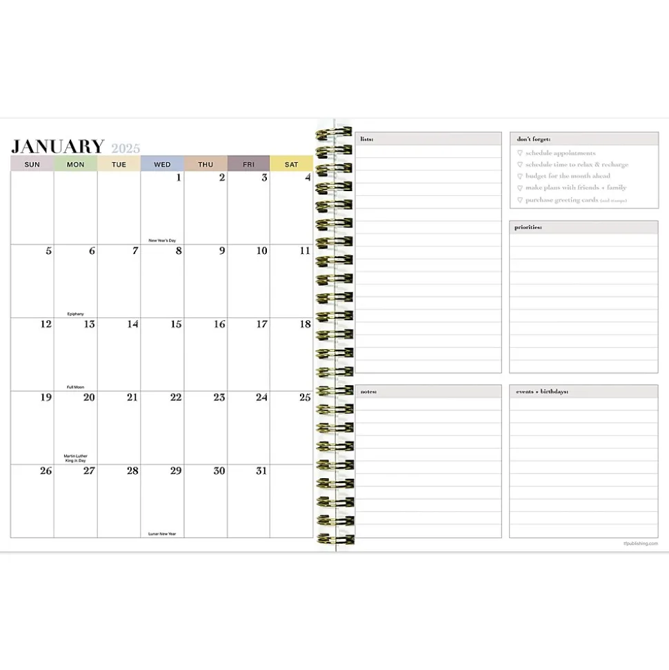 2025 TF Publishing Lemons of Capri 6.5" x 8" Weekly & Monthly Planner, Paperboard Cover, Multicolor (25-9208)