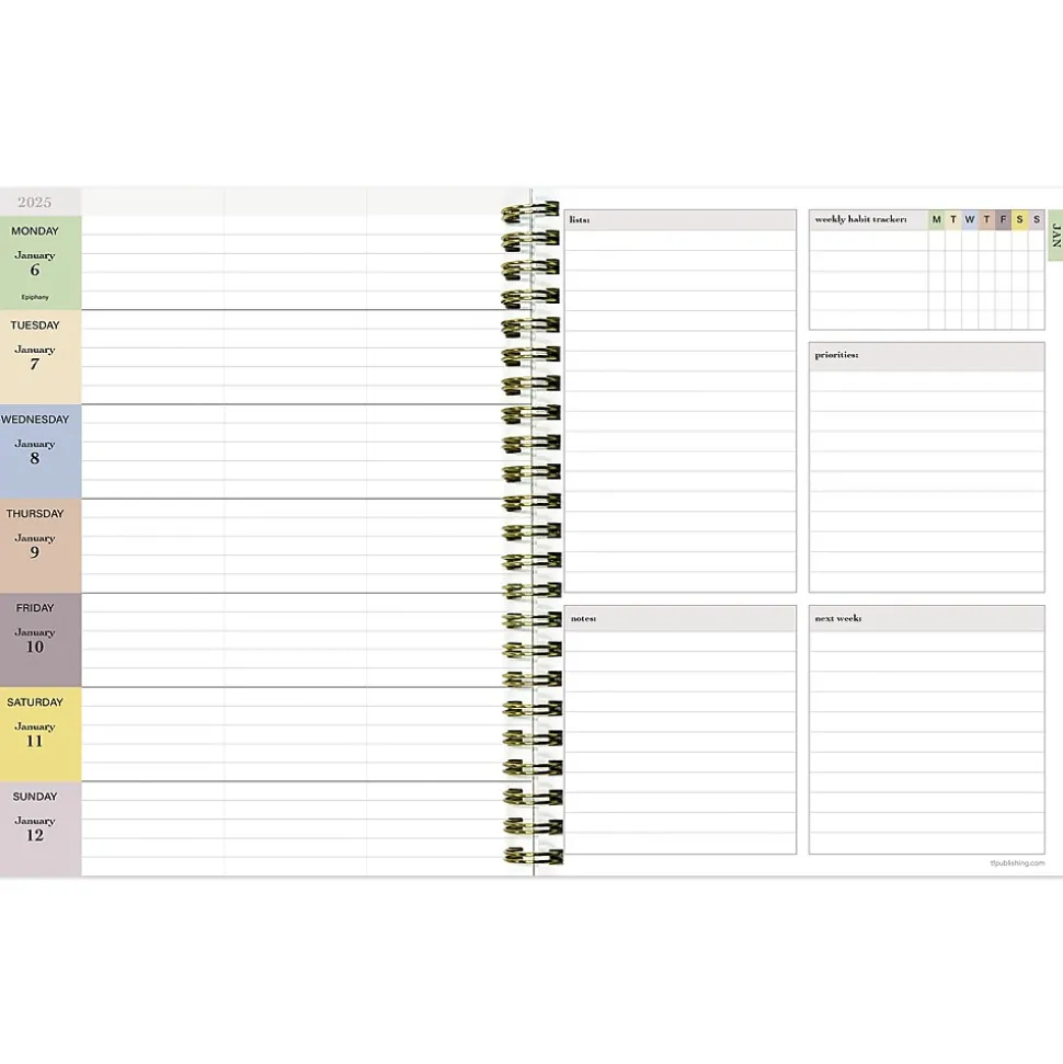 2025 TF Publishing Lemons of Capri 6.5" x 8" Weekly & Monthly Planner, Paperboard Cover, Multicolor (25-9208)