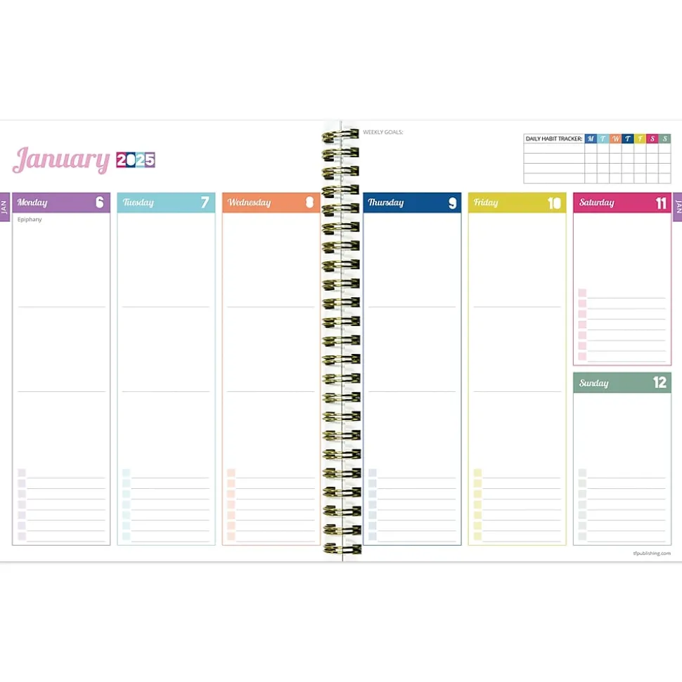 2025 TF Publishing Malibu Stripes 6.5" x 8" Weekly & Monthly Planner, Paperboard Cover, Multicolor (25-9216)