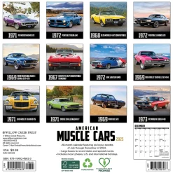 2025 Willow Creek American Muscle Cars 7" x 7" Monthly Wall Calendar (45633)