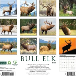 2025 Willow Creek Bull Elk 12" x 12" Monthly Wall Calendar, Multicolor (42007)