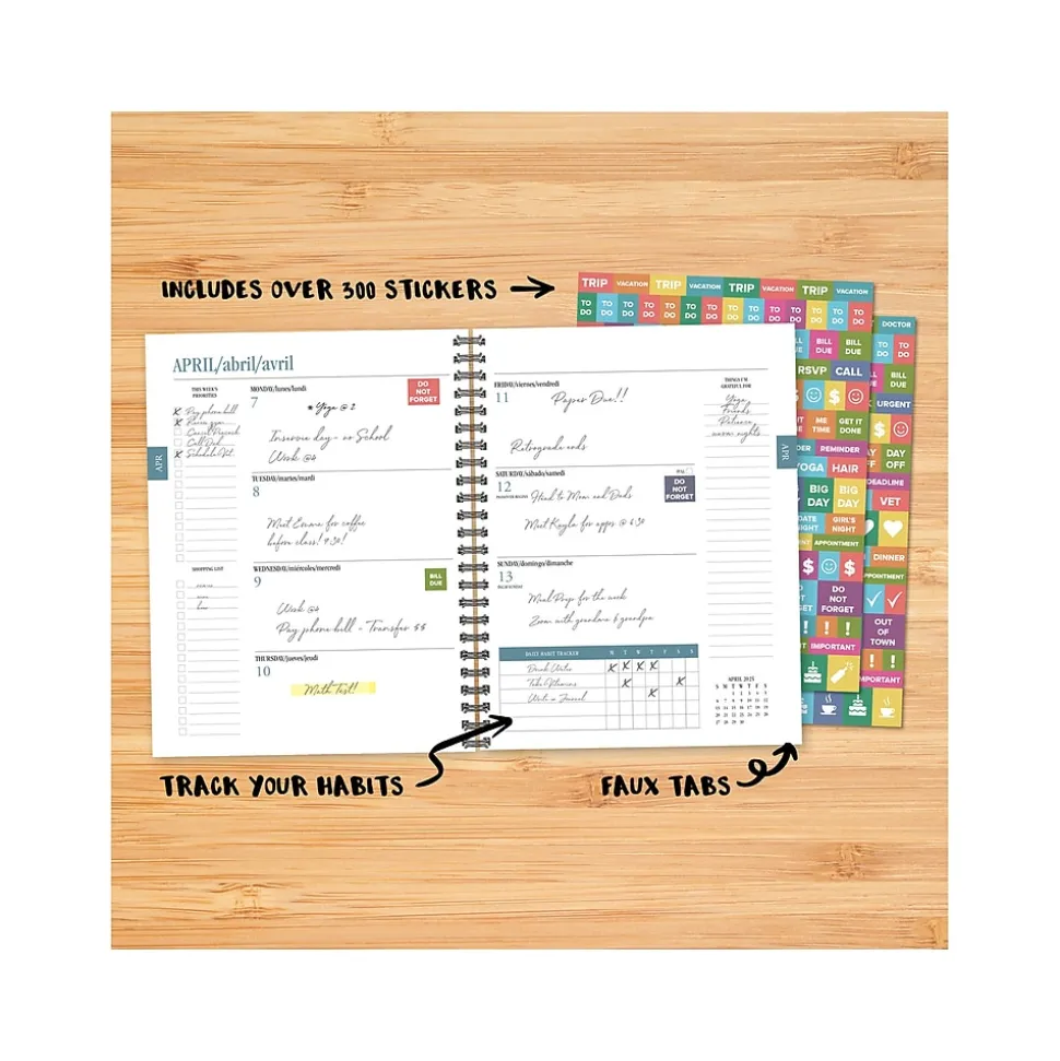 2024-2025 Willow Creek Cabana Stripe 6.5" x 8.5" Academic Weekly & Monthly Planner, Paper Cover, Multicolor (46234)