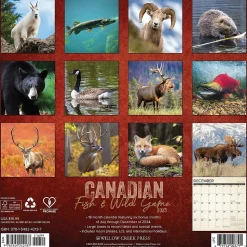 2025 Willow Creek Canadian Fish & Wild Game 12" x 12" Monthly Wall Calendar (42137)