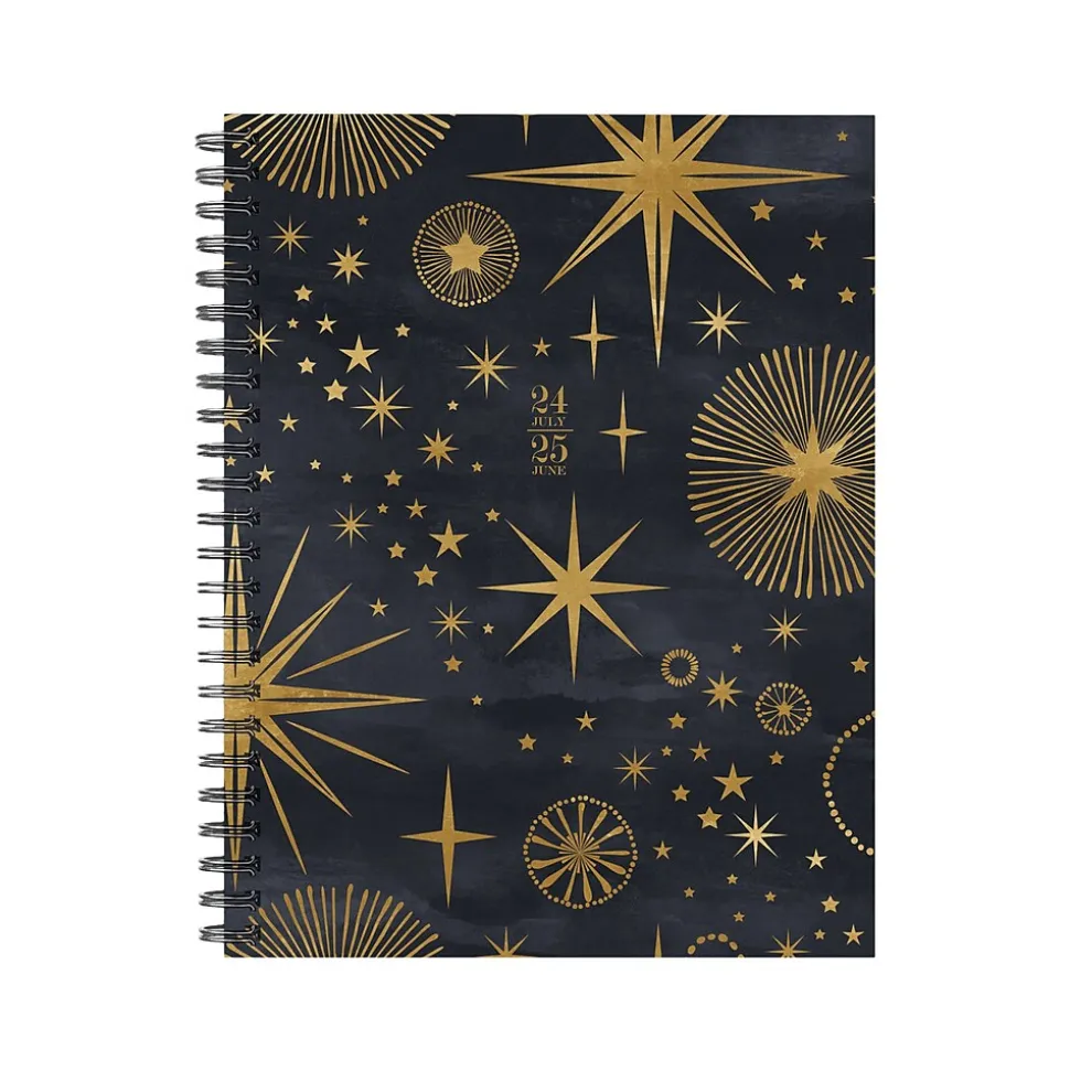 2024-2025 Willow Creek Celestial Magic 8.5" x 11" Academic Weekly & Monthly Planner, Paper Cover, Black/Gold (48139)