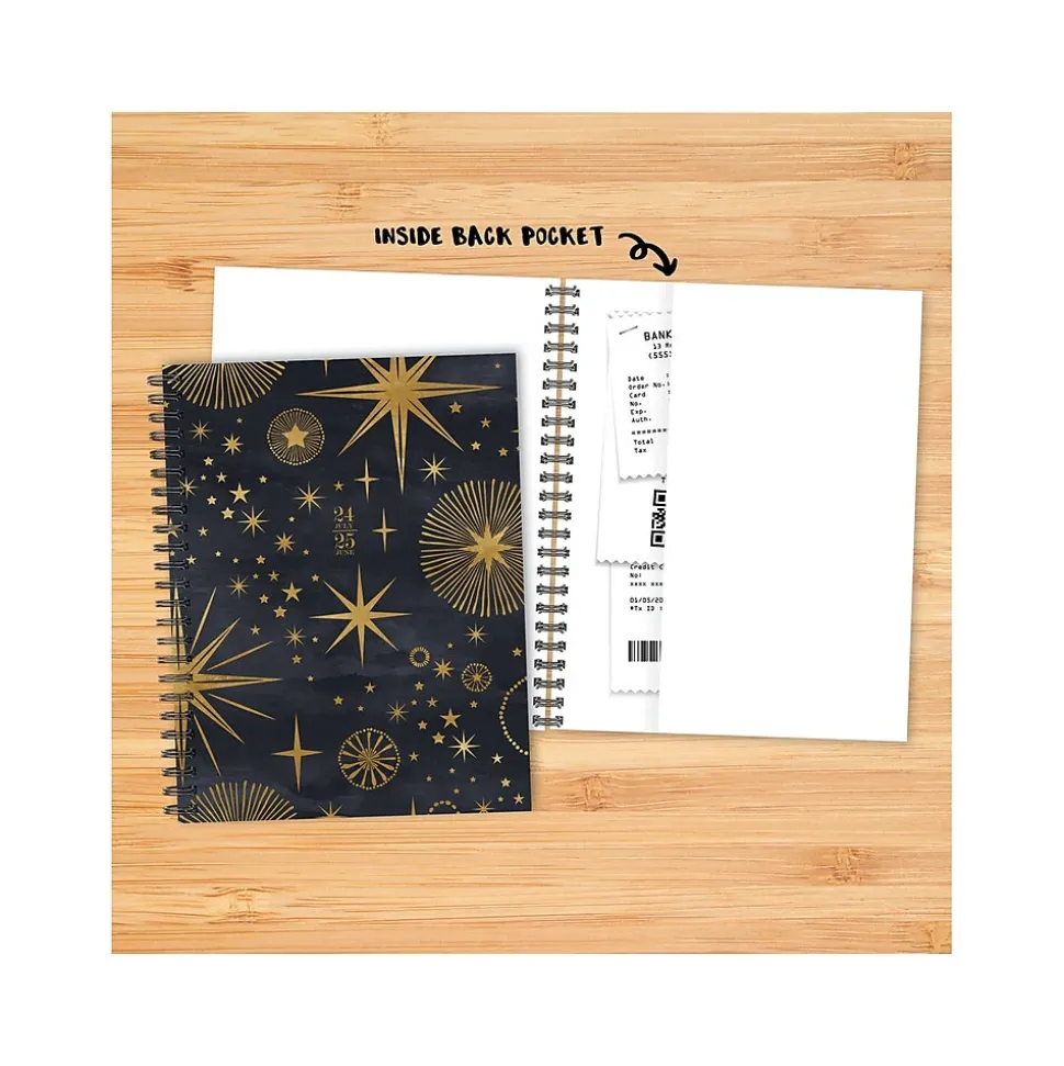 2024-2025 Willow Creek Celestial Magic 8.5" x 11" Academic Weekly & Monthly Planner, Paper Cover, Black/Gold (48139)
