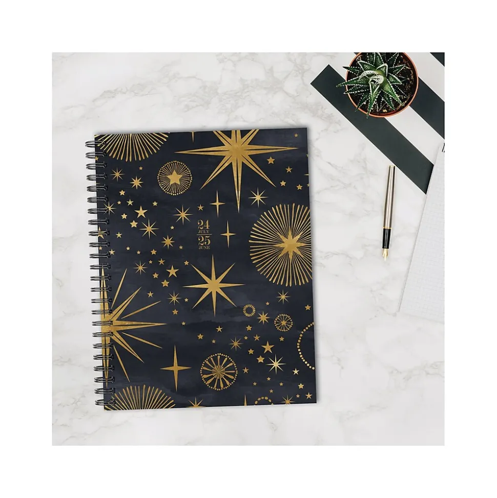 2024-2025 Willow Creek Celestial Magic 8.5" x 11" Academic Weekly & Monthly Planner, Paper Cover, Black/Gold (48139)